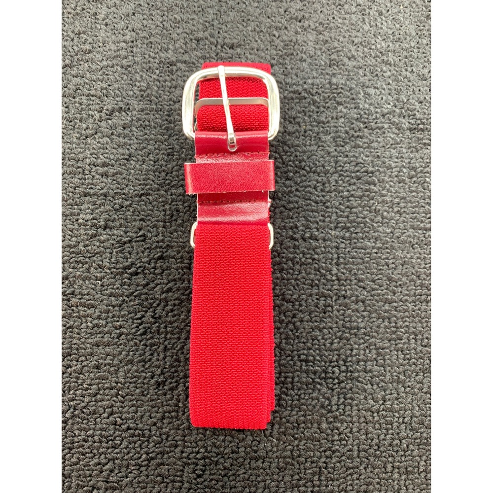 Kids Elastic Web Belt Red Adjustable‎ Silver Buckle Casual Sports Uniform